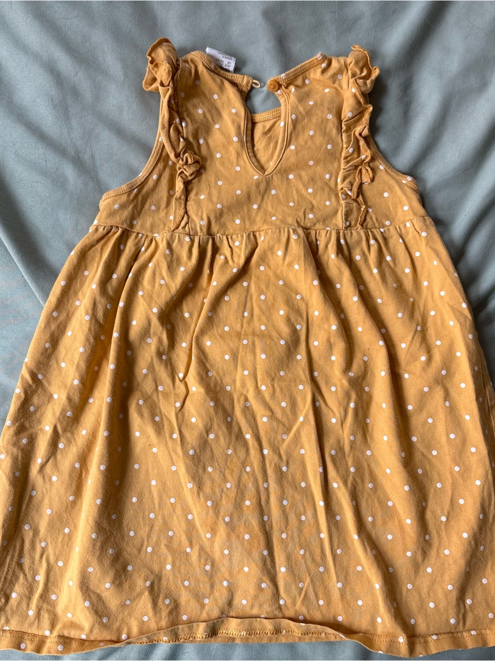 Mustard yellow polka dot cotton dress - Picture 2 of 3